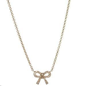 14k Yellow Gold and Diamond Bow Necklace
